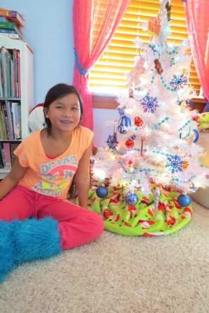 Kasen with her Christmas tree